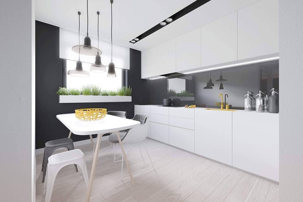 White kitchen in Minimalist style