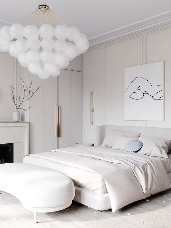 Белая спальня в современном стиле 31 фото