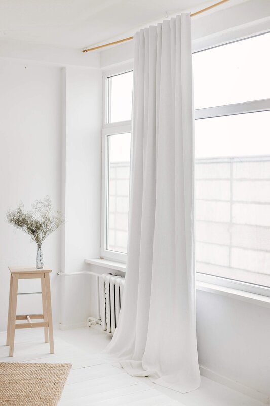 White linen curtains