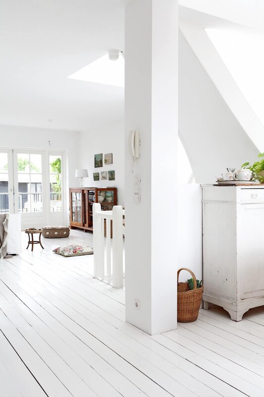 White floors in Scandinavian style