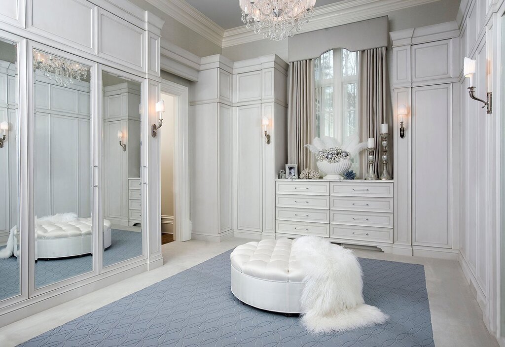 White wardrobe with a mirror for the hallway