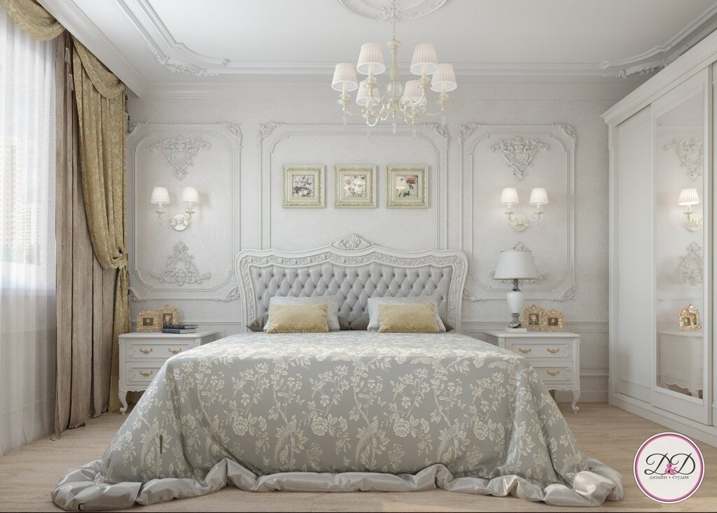 White and gold bedroom