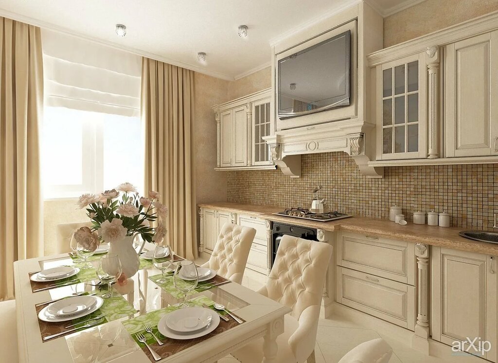 Beige classic kitchen