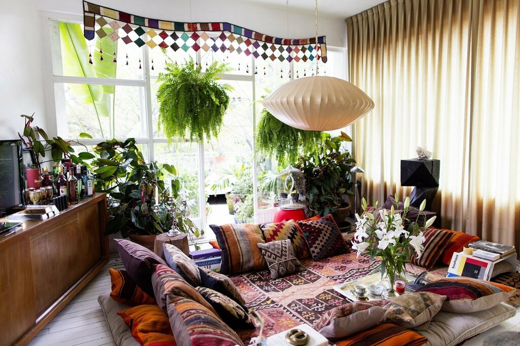 Boho in the living room interior