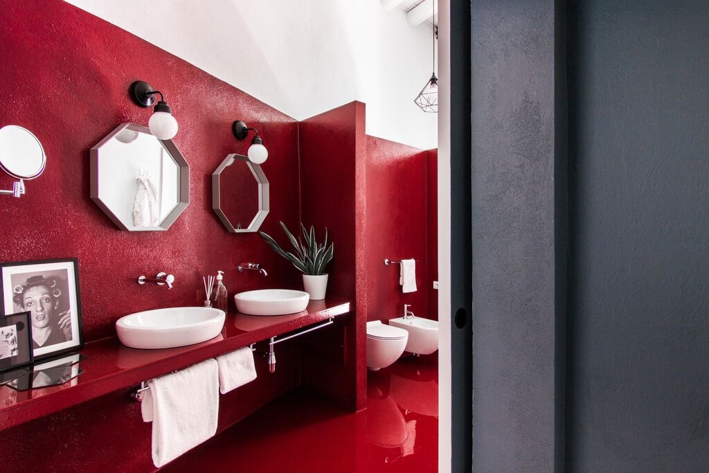 Burgundy tiles for the bathroom