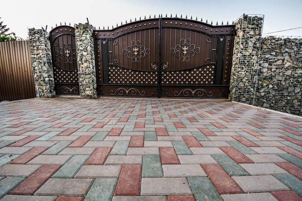 The tile in front of the garage