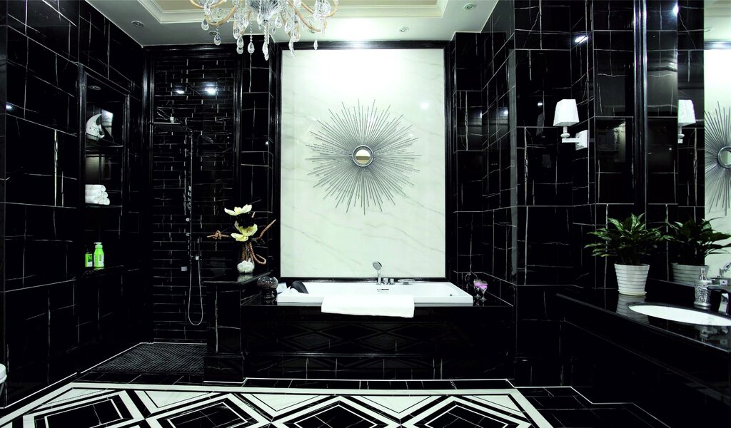 Black tiles in the bathroom