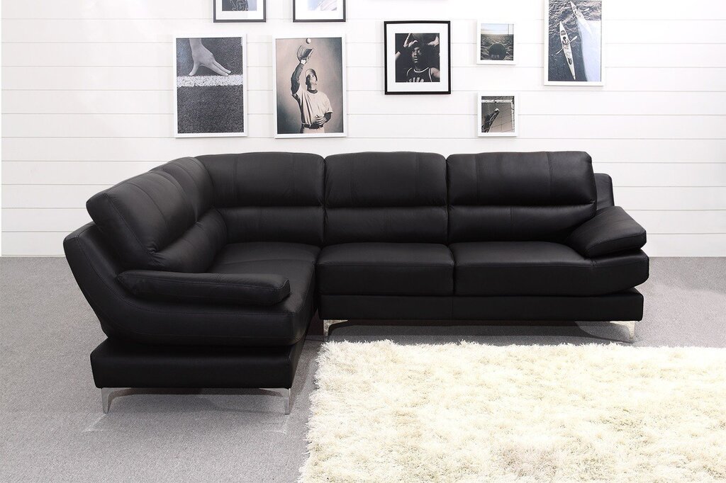 Black leather corner sofa