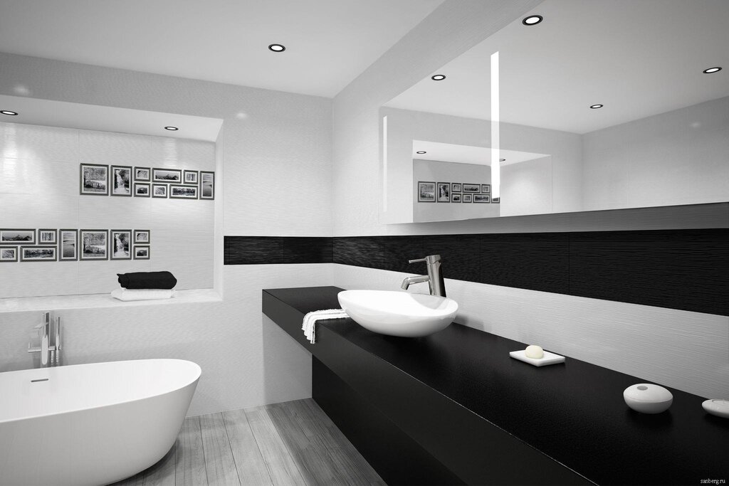 Черно белая ванная комната в хрущевке