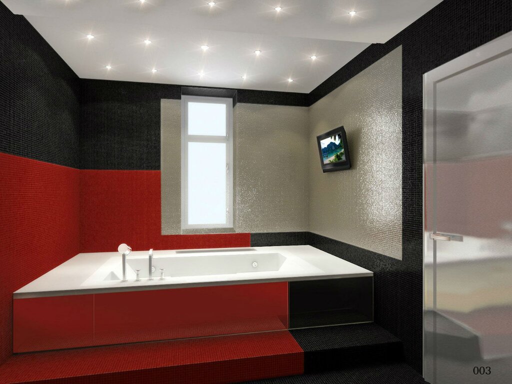 Black and red bathroom