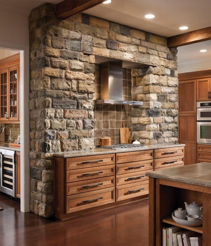 Decorative stone for interior kitchen finishing