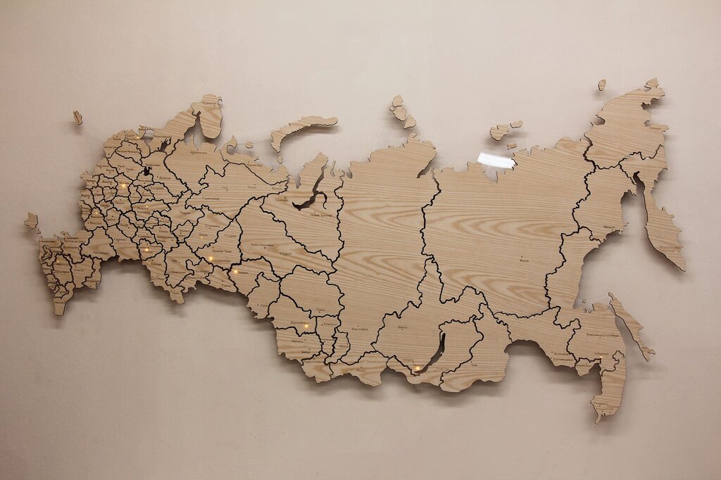 Деревянная карта России на стену
