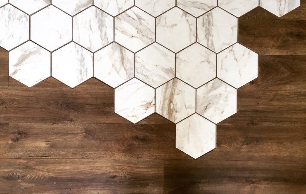 Wooden hexagonal tile