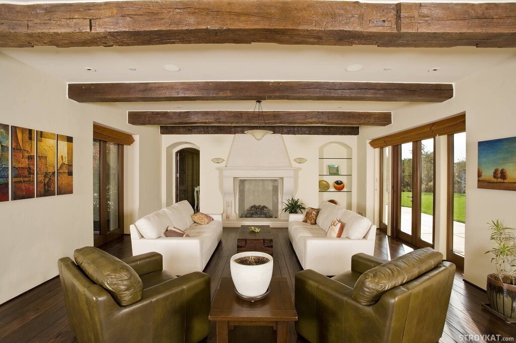 Wooden beams on the ceiling