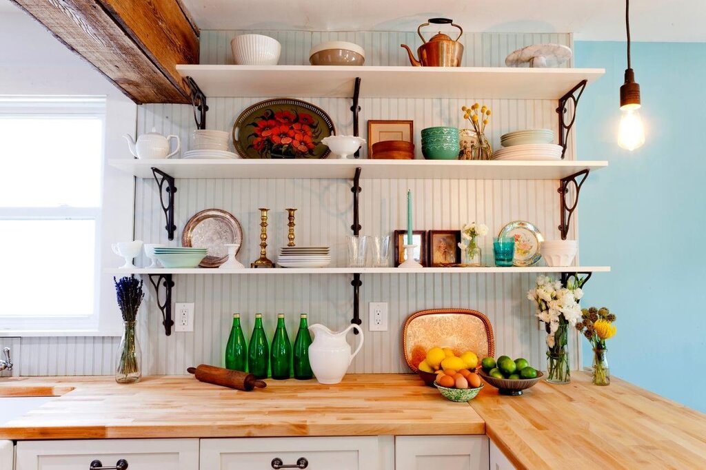 Wooden shelves for the kitchen