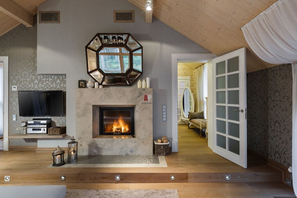 Wooden fireplace