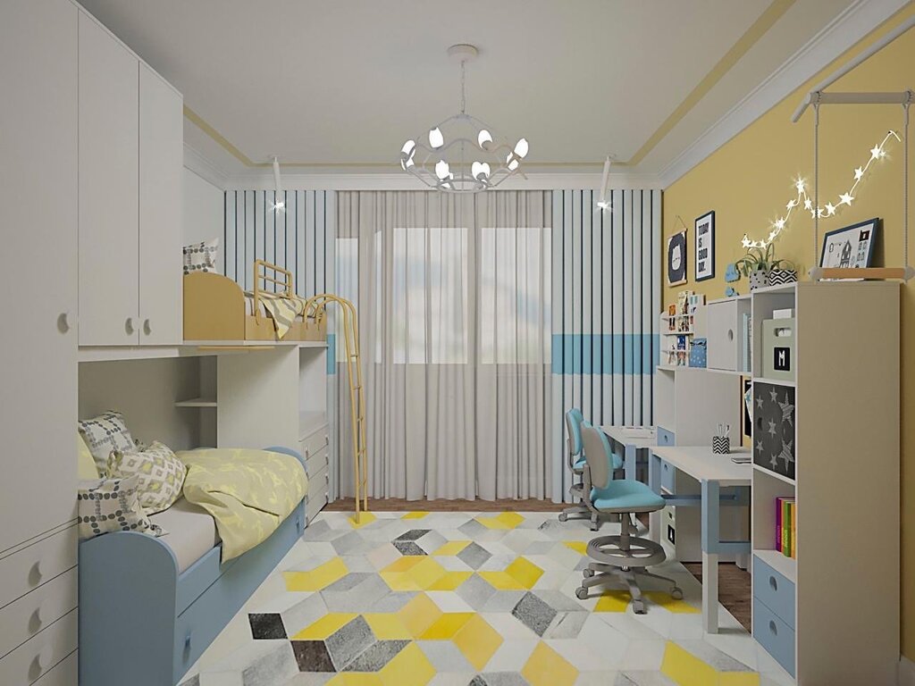 Children's room for school-aged siblings of different genders