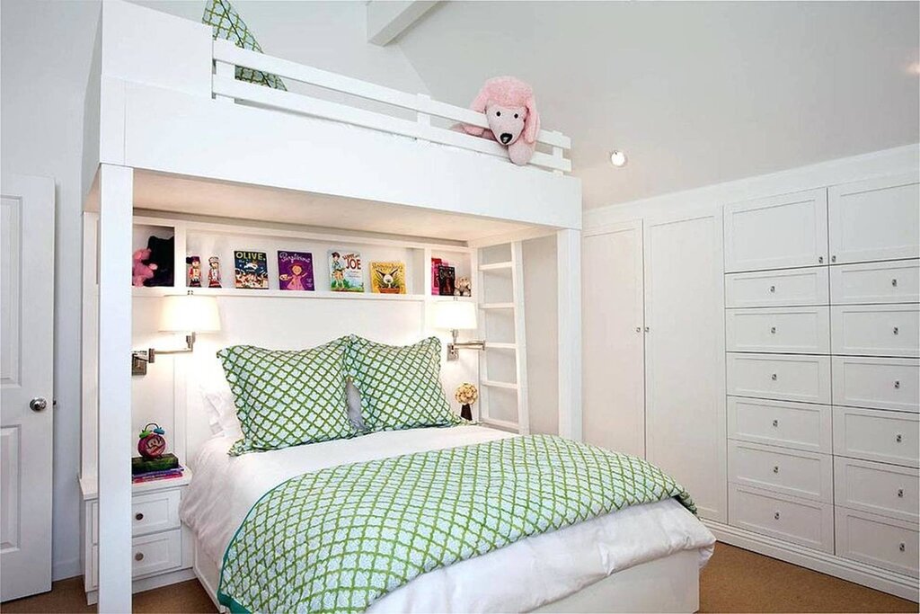 Детская комната с двуспальной кроватью 35 фото