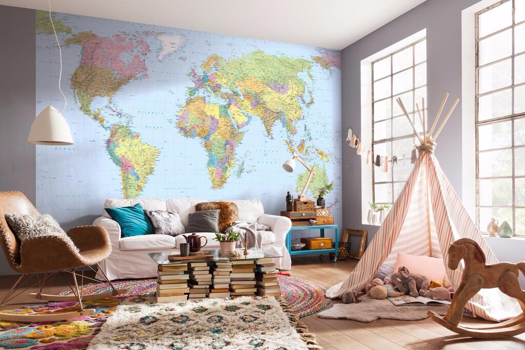 Детская комната с картой мира 40 фото