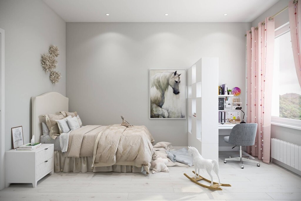 Children's room with white walls