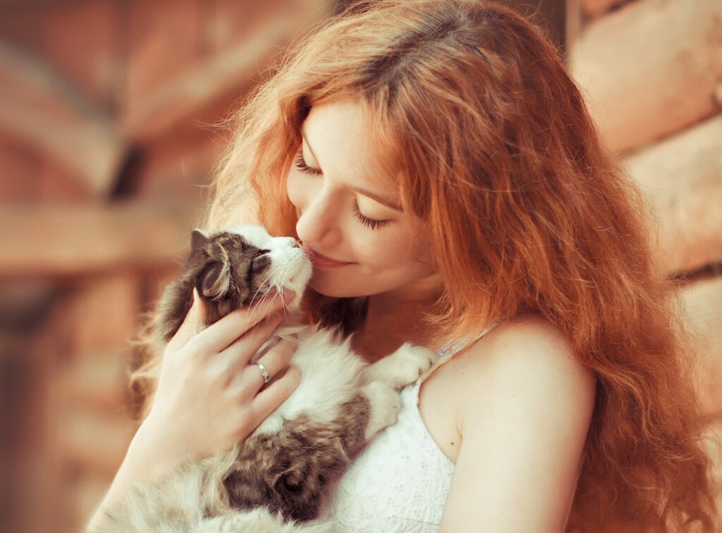 Girl with cat pictures