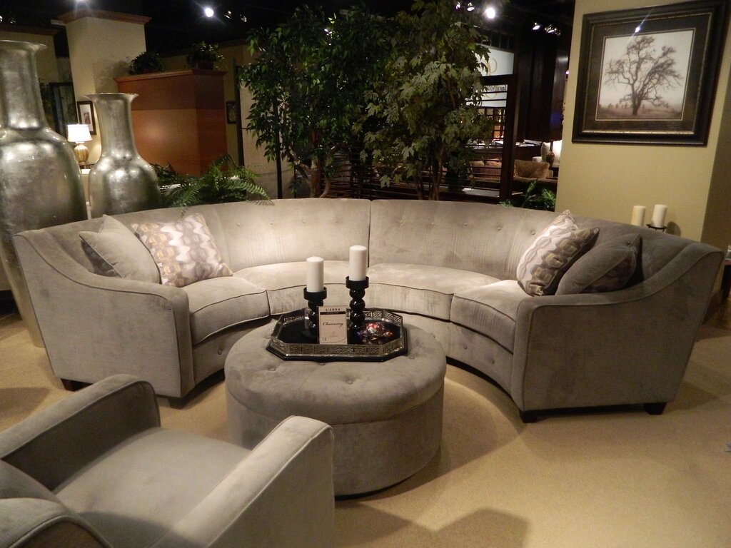 A semicircular sofa for the living room