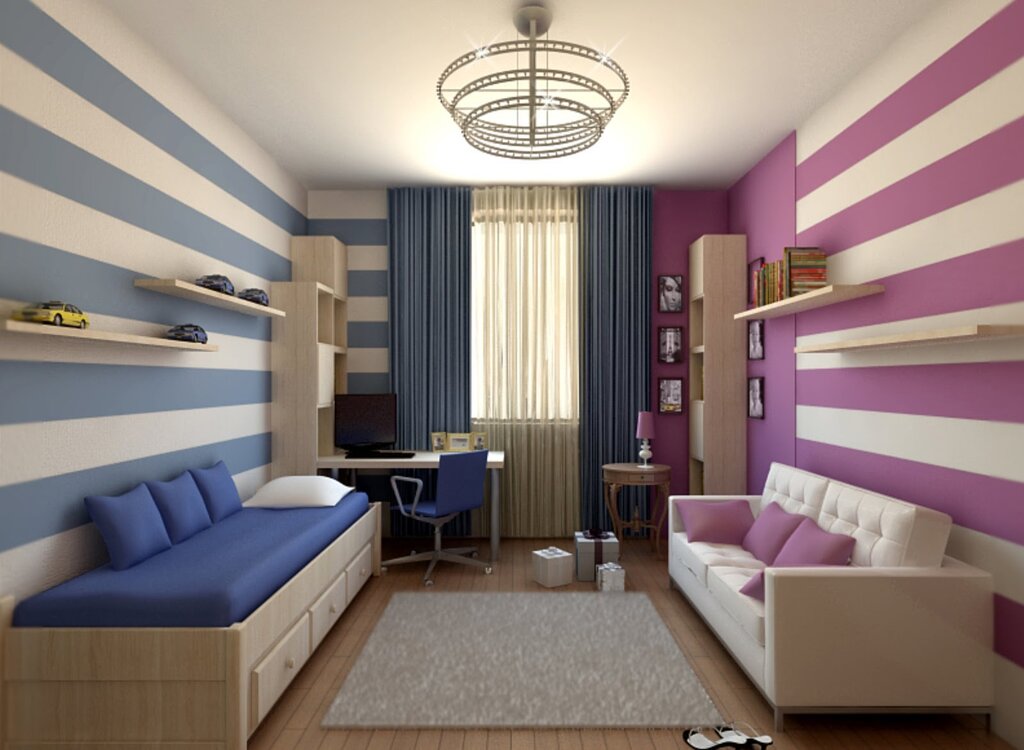 Дизайн комнаты для двух разнополых подростков