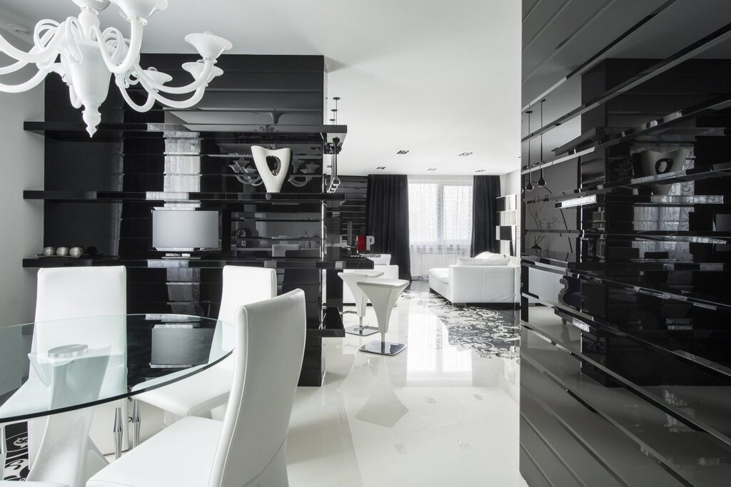 Apartment design in black and white style 24 фото