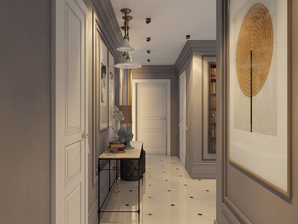 Design of a narrow hallway in an apartment