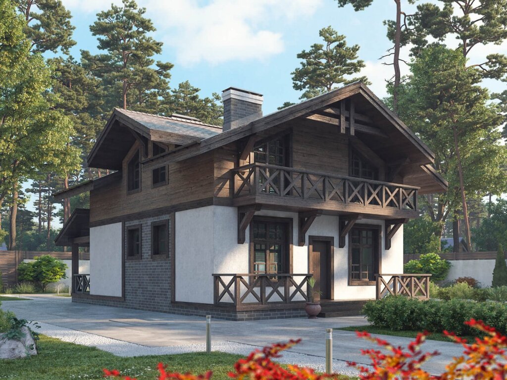 House with an attic in Chalet style