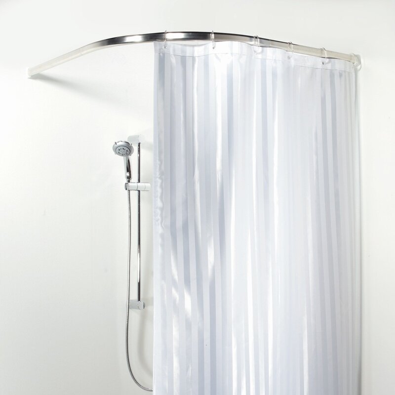 Shower stall with a curtain