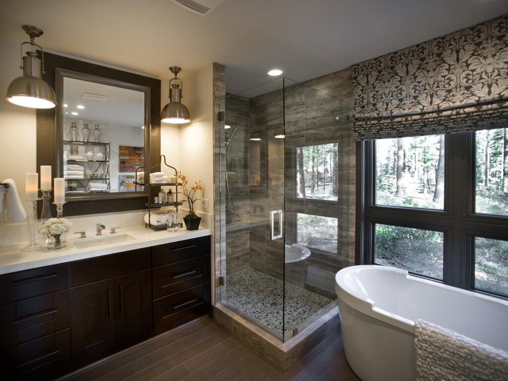 Shower room with a window