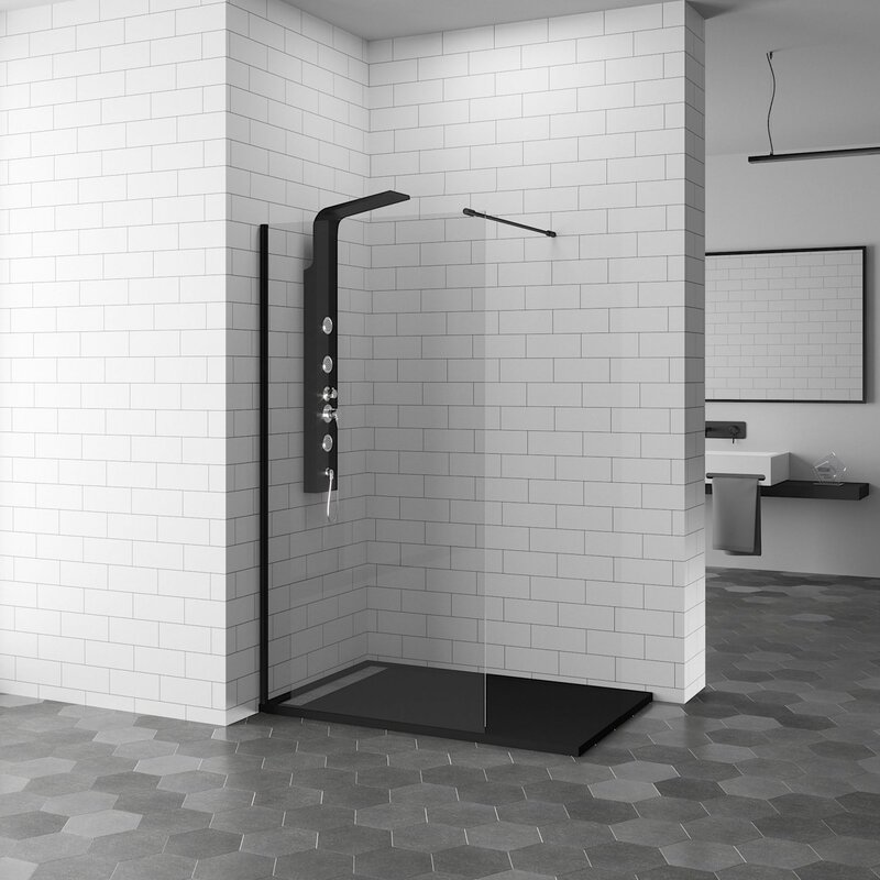 Shower partition made of tiles