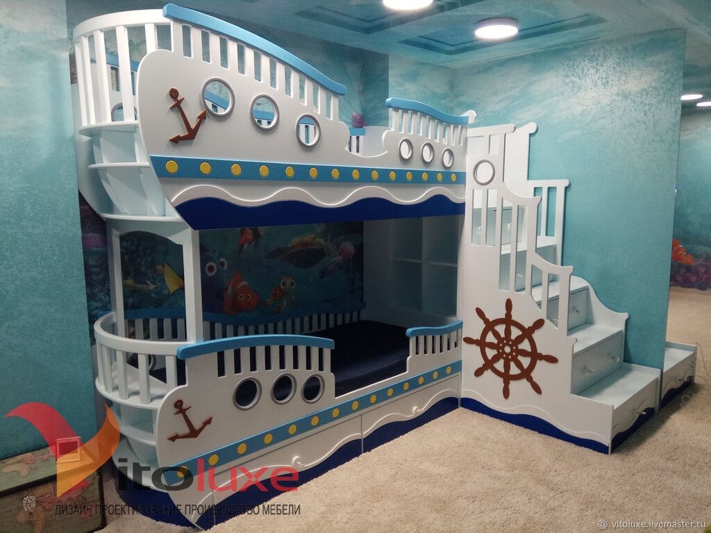 Двухъярусная кровать корабль для детей