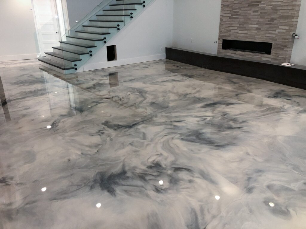 Epoxy floor under marble