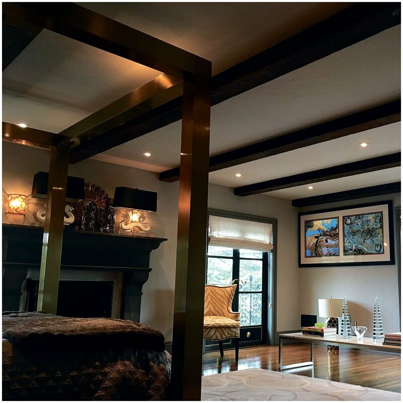 Faux beams on the ceiling made of polyurethane