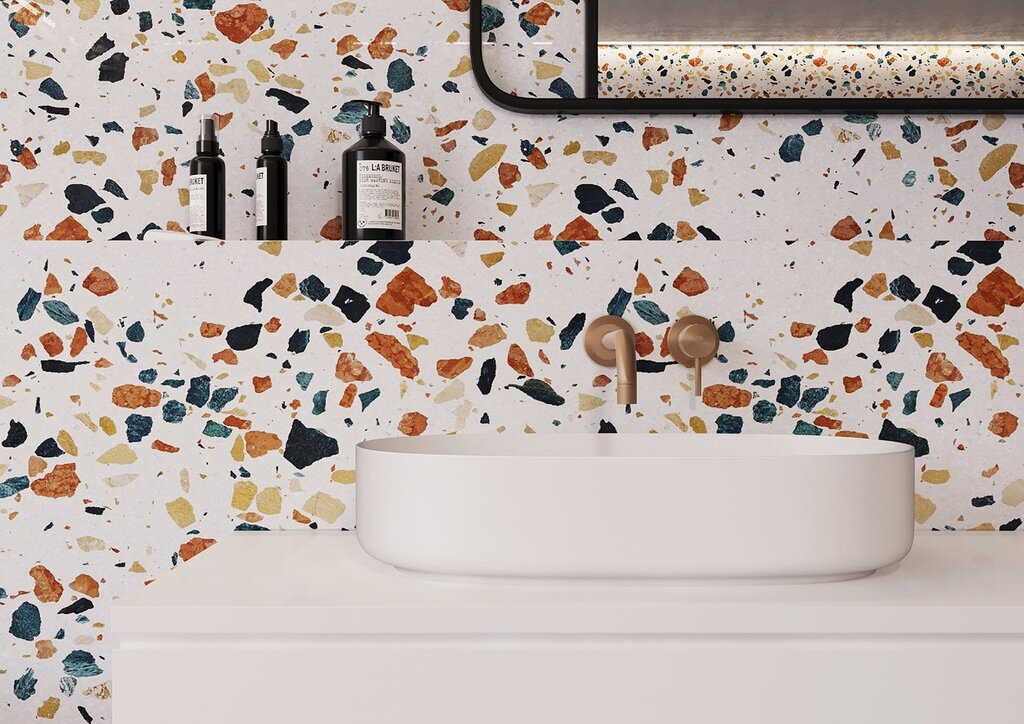 Terrazzo tile kitchen backsplash