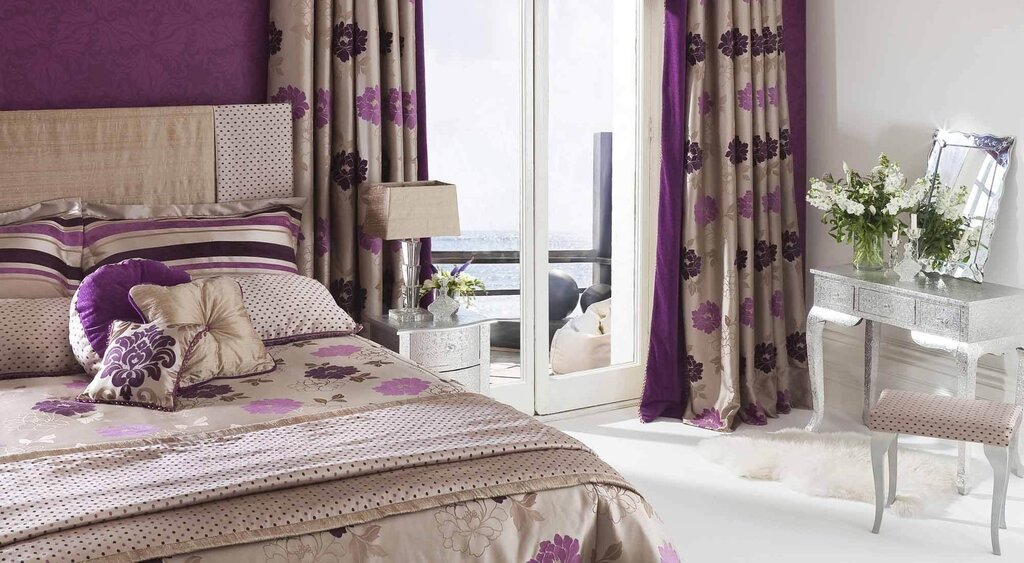 Purple curtains for the bedroom