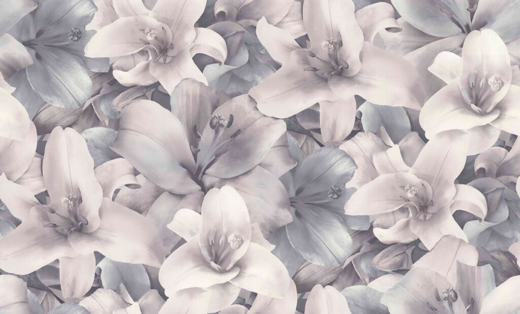 Non-woven wallpaper with lilies