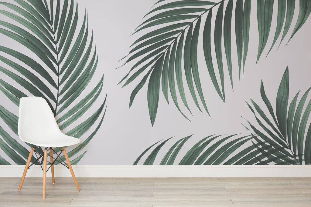 Photo wallpaper with palm leaves in the interior