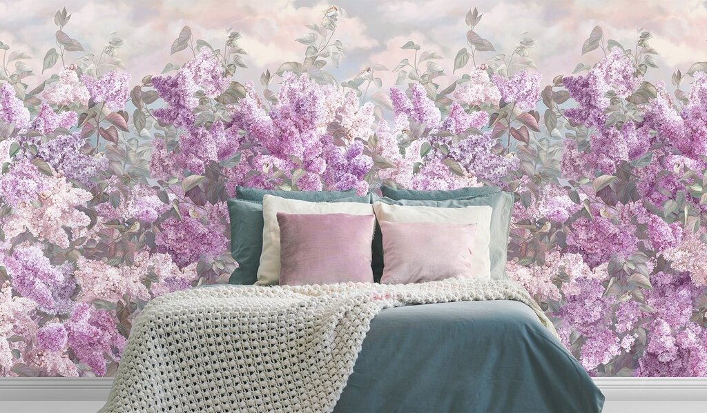 Photo wallpaper lilac on the wall