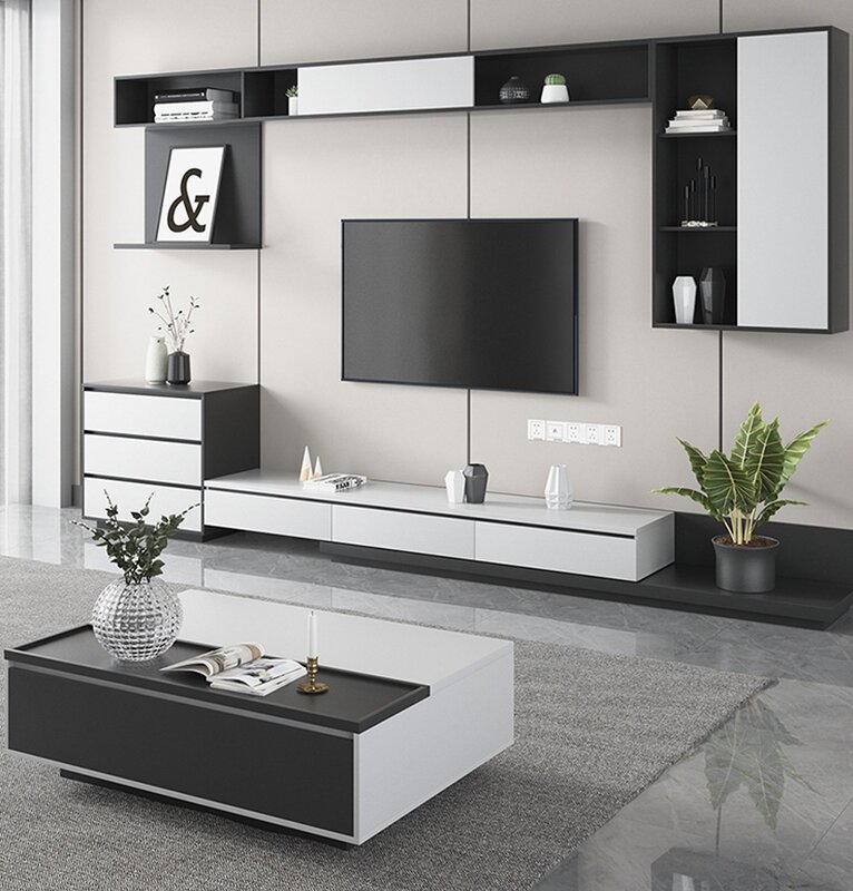 A modern style wall unit for the living room