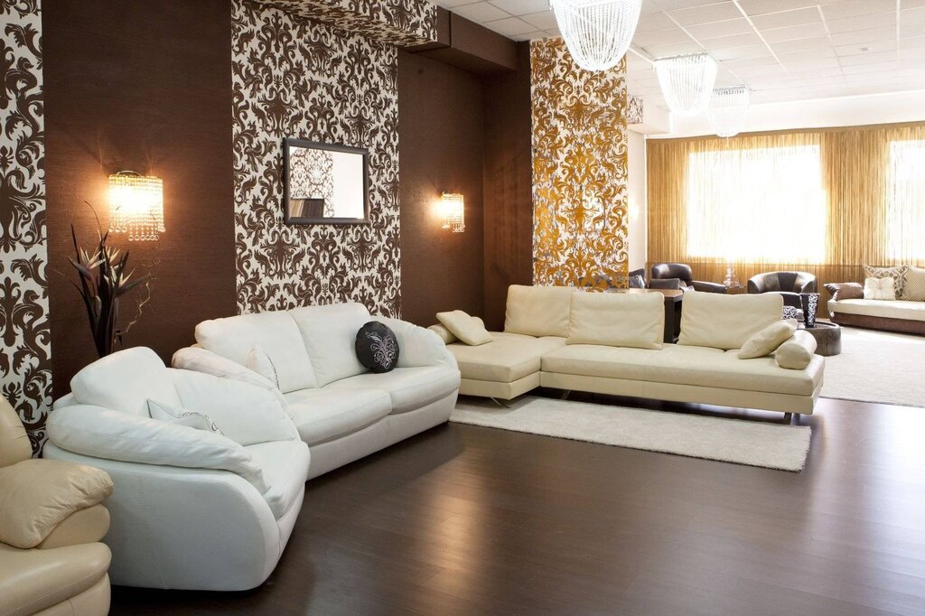 The living room in brown tones