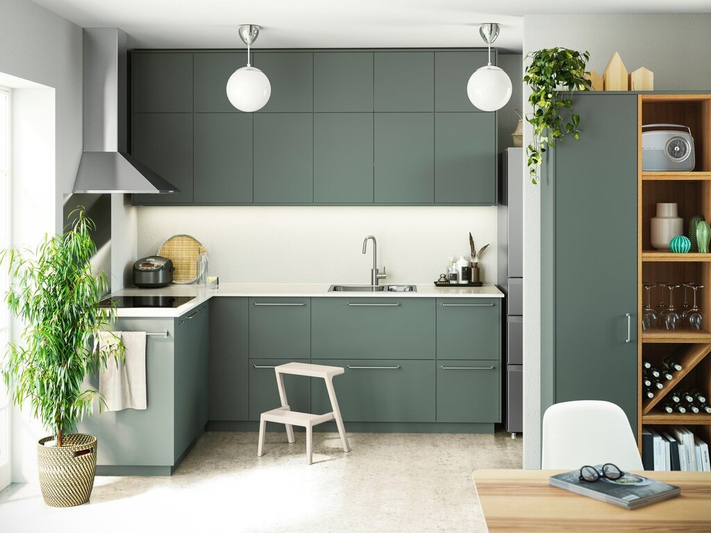 IKEA kitchen Bodarp gray-green