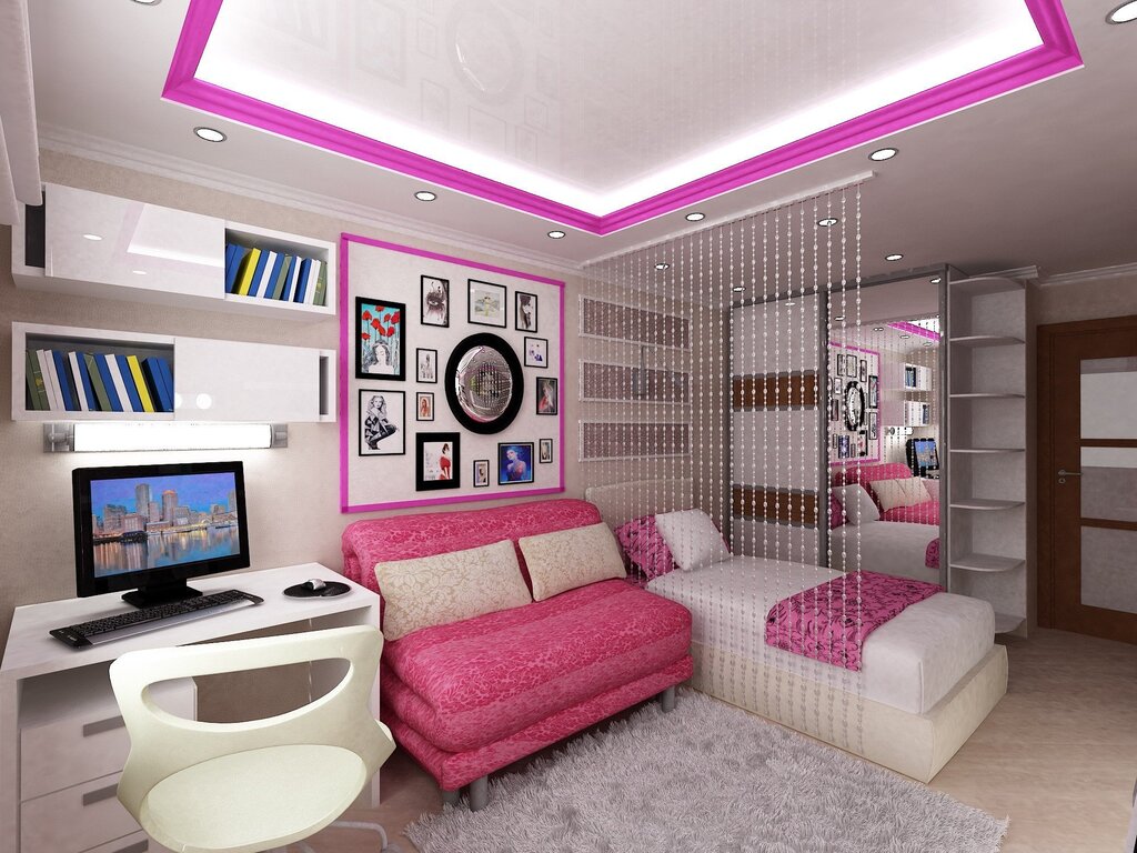 The interior of a teenage girl's room