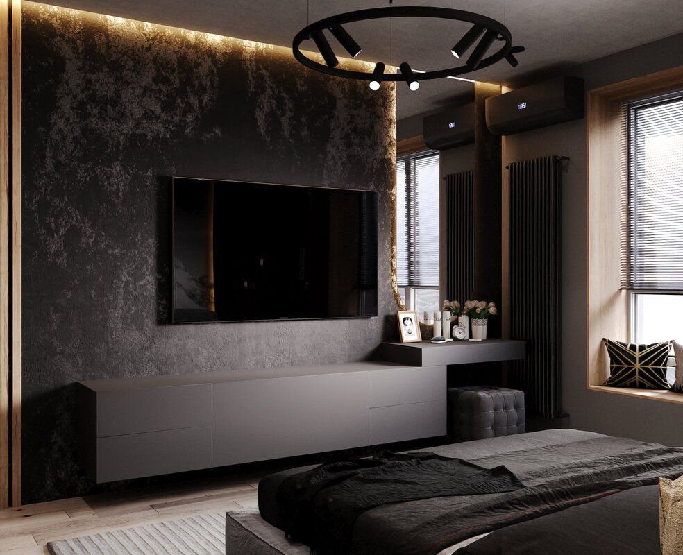 Interior of the apartment in dark tones