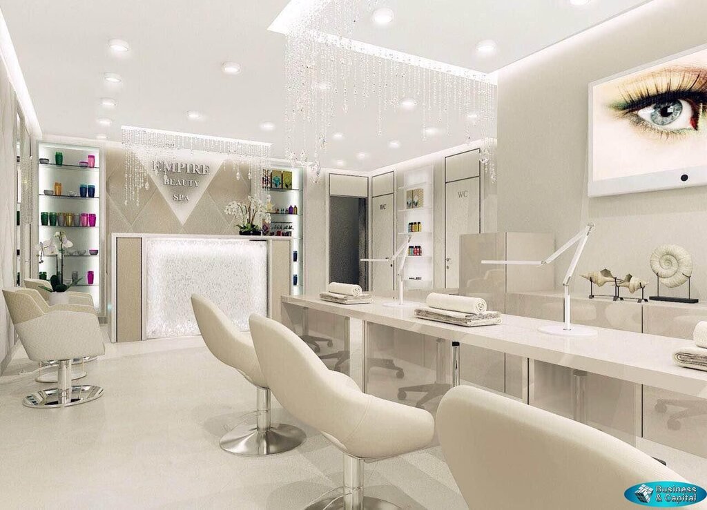 The interior of the beauty salon in white tones