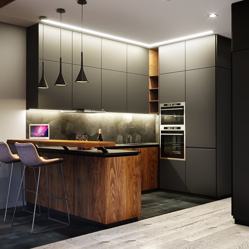 The interior of a modern kitchen in an apartment 10 фото