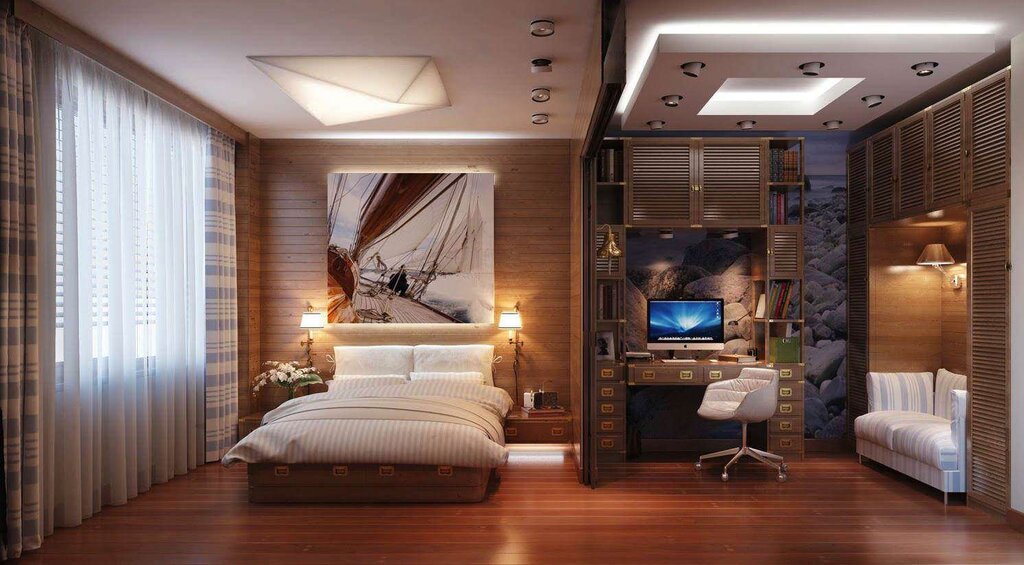 The interior of the bedroom office