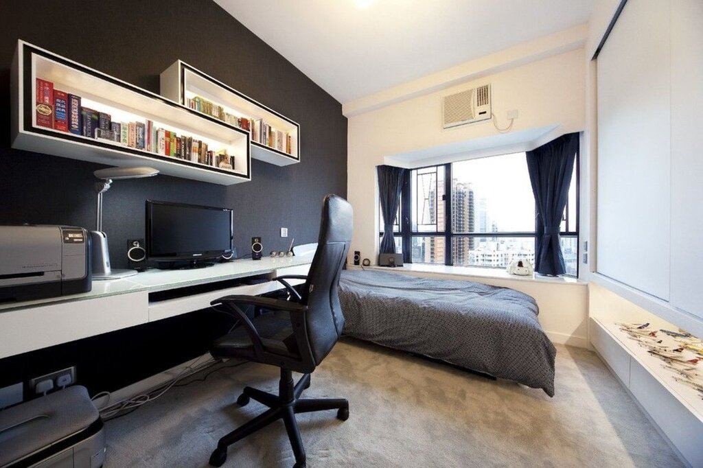 Bedroom interior with a computer desk